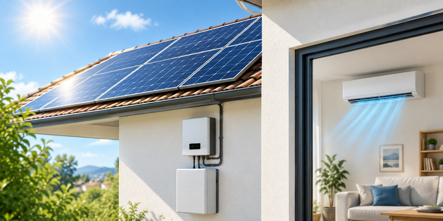 Placas solares y split de aire acondicionado
