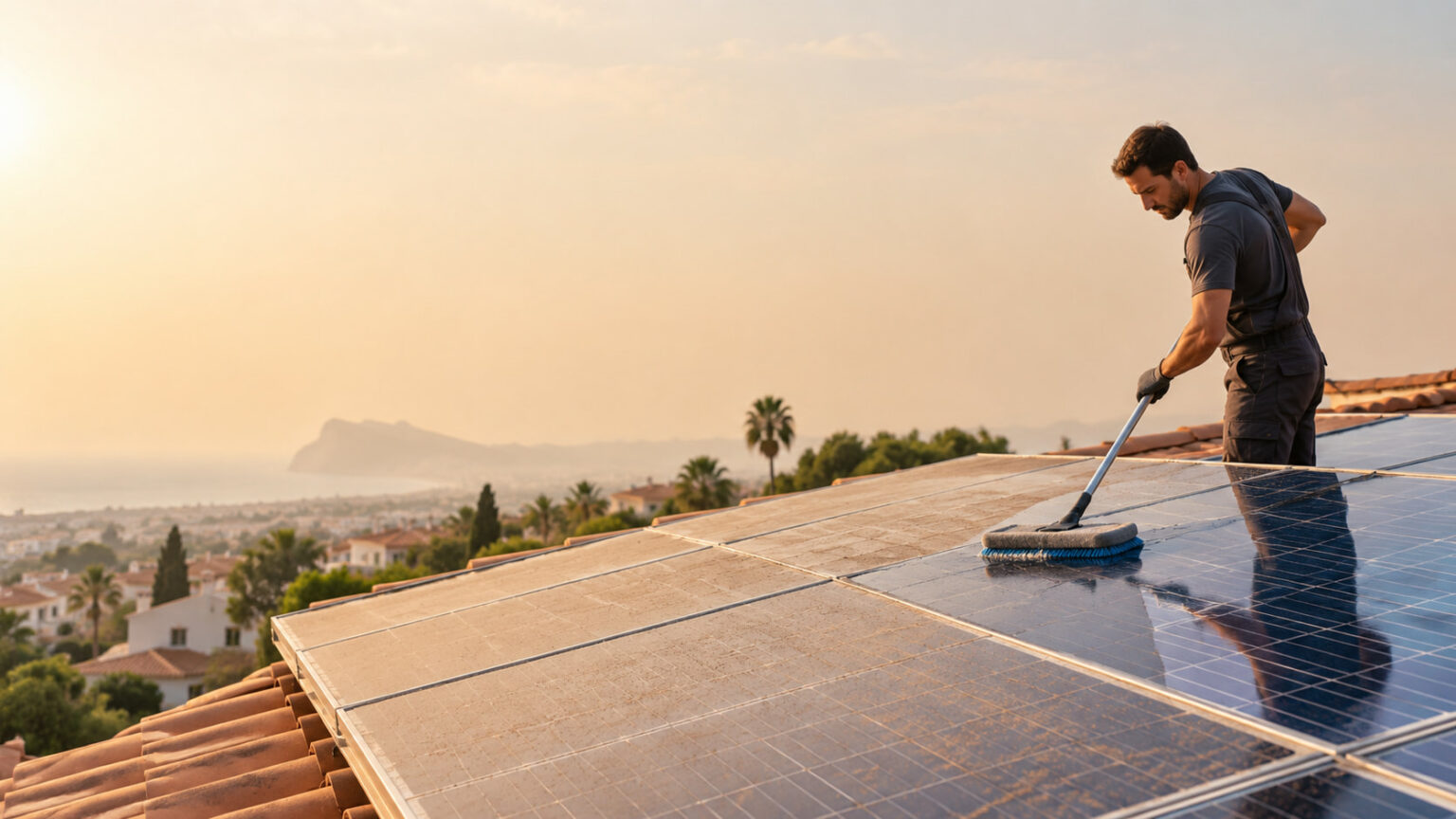 Cómo limpiar las placas solares y cada cuánto hacerlo con el polvo y la calima